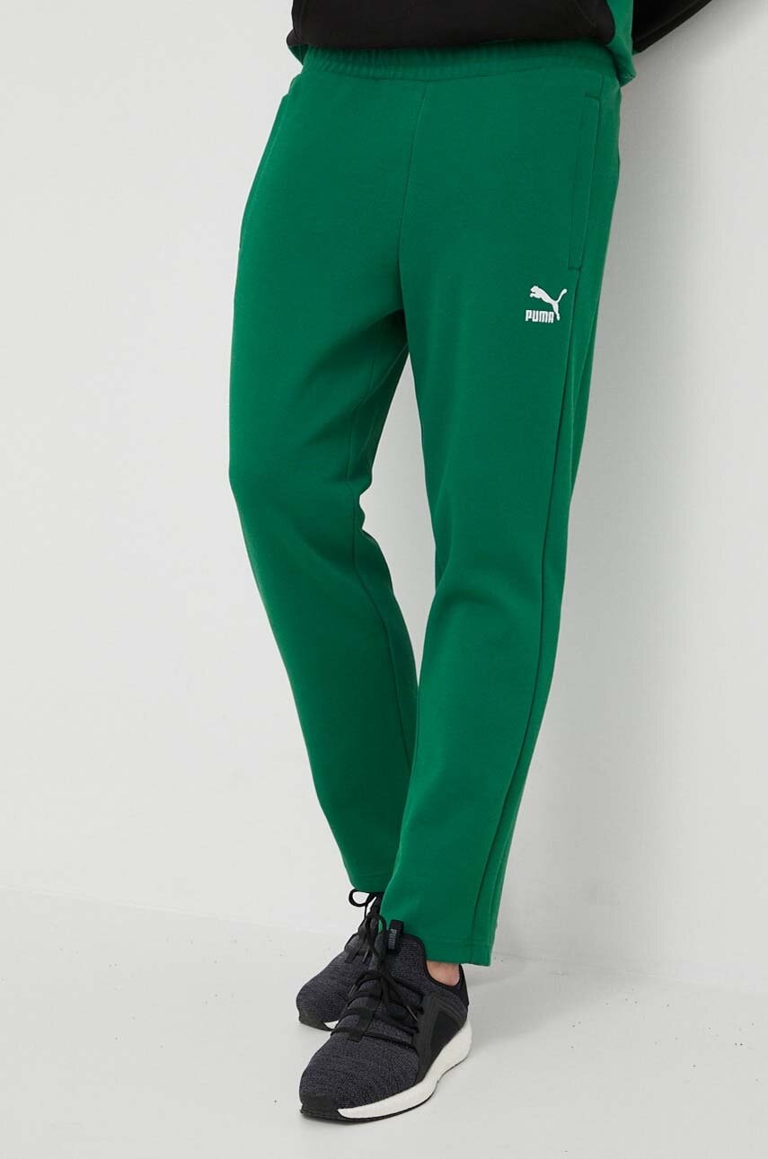 Puma Pantaloni De Trening Culoarea Verde, Cu Imprimeu 538199-37