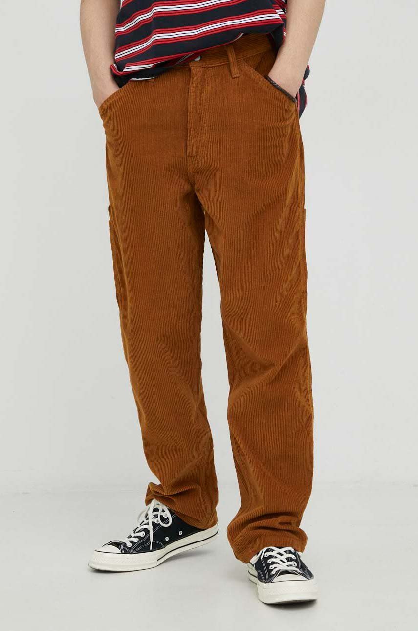 Manšestrové kalhoty Levi's pánské, hnědá barva, ve střihu cargo