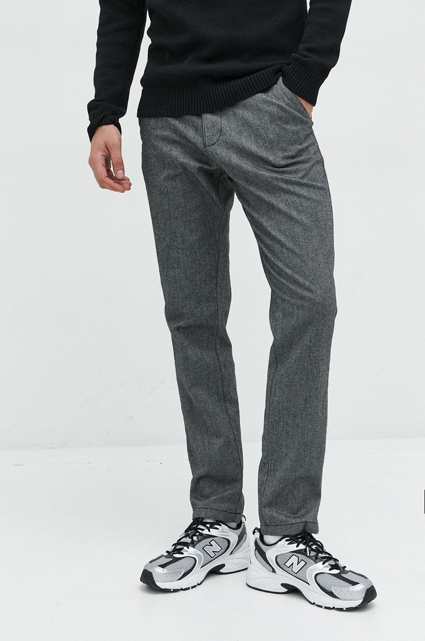 Kalhoty Jack & Jones JPSTOLLIE JJMILO DEK pánské, šedá barva, jednoduché, 12220445 - šedá -  62
