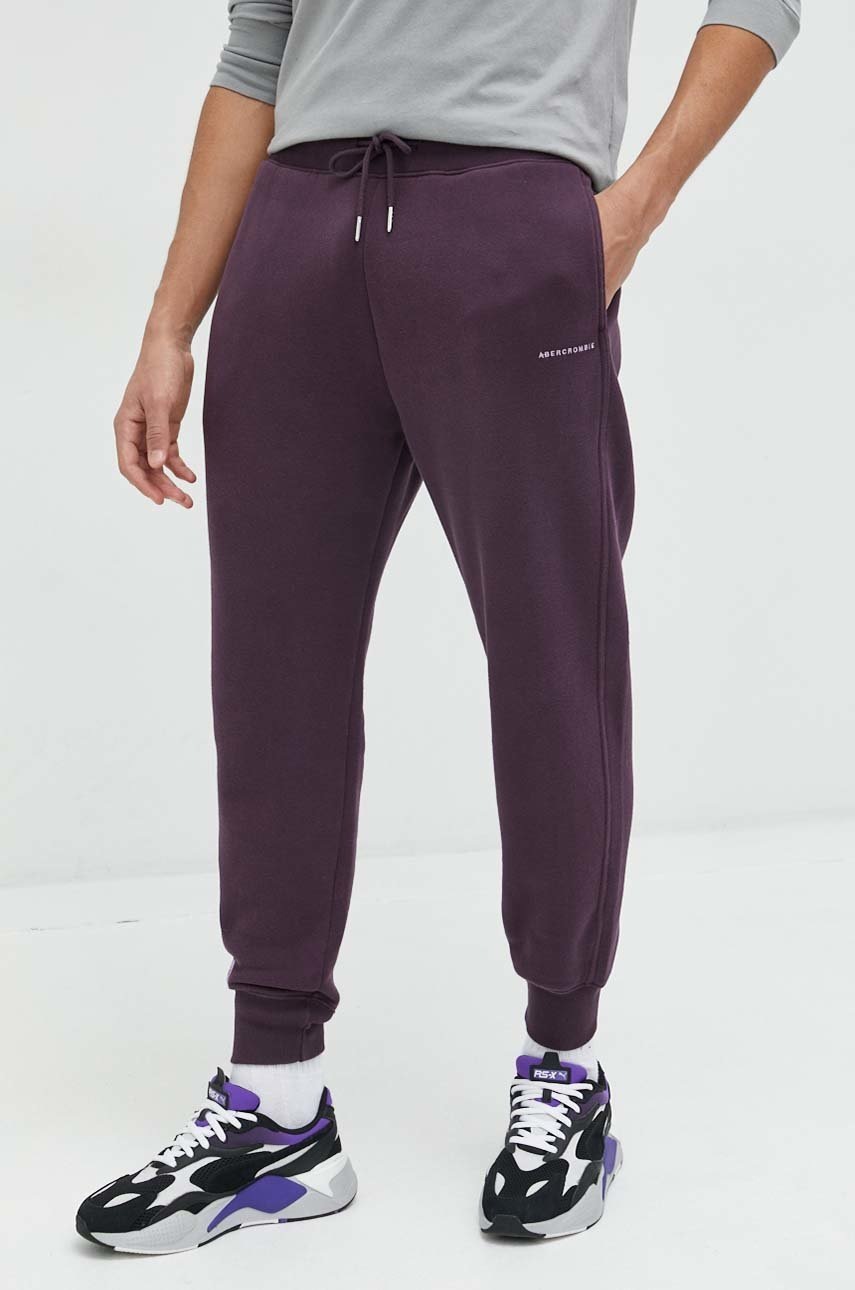 Abercrombie & Fitch Pantaloni De Trening Barbati, Culoarea Violet, Neted