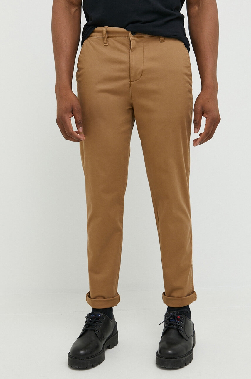 Hollister Co. Pantaloni Barbati, Culoarea Maro, Cu Fason Chinos