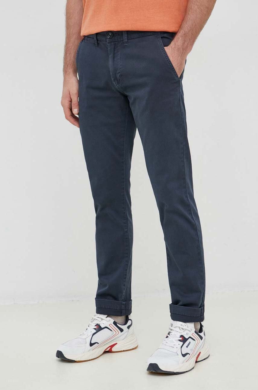 Pepe Jeans pantaloni Sloane barbati, culoarea albastru marin, drept