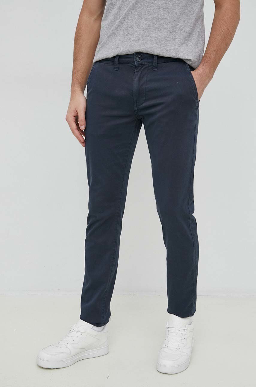 Kalhoty Pepe Jeans Charly pánské, tmavomodrá barva, přiléhavé - námořnická modř -  Hlavní mater