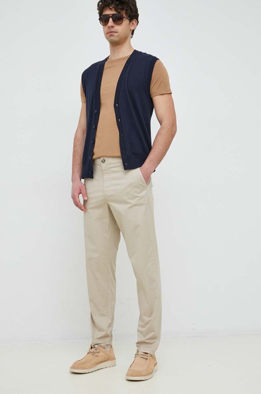 Kalhoty Pepe Jeans Harrow Poplin pánské, béžová barva, ve střihu chinos - béžová -  Hlavní mate
