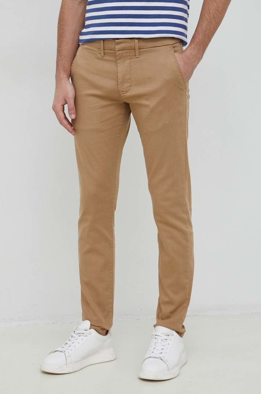 Pepe Jeans pantaloni James barbati, culoarea maro, mulata answear.ro