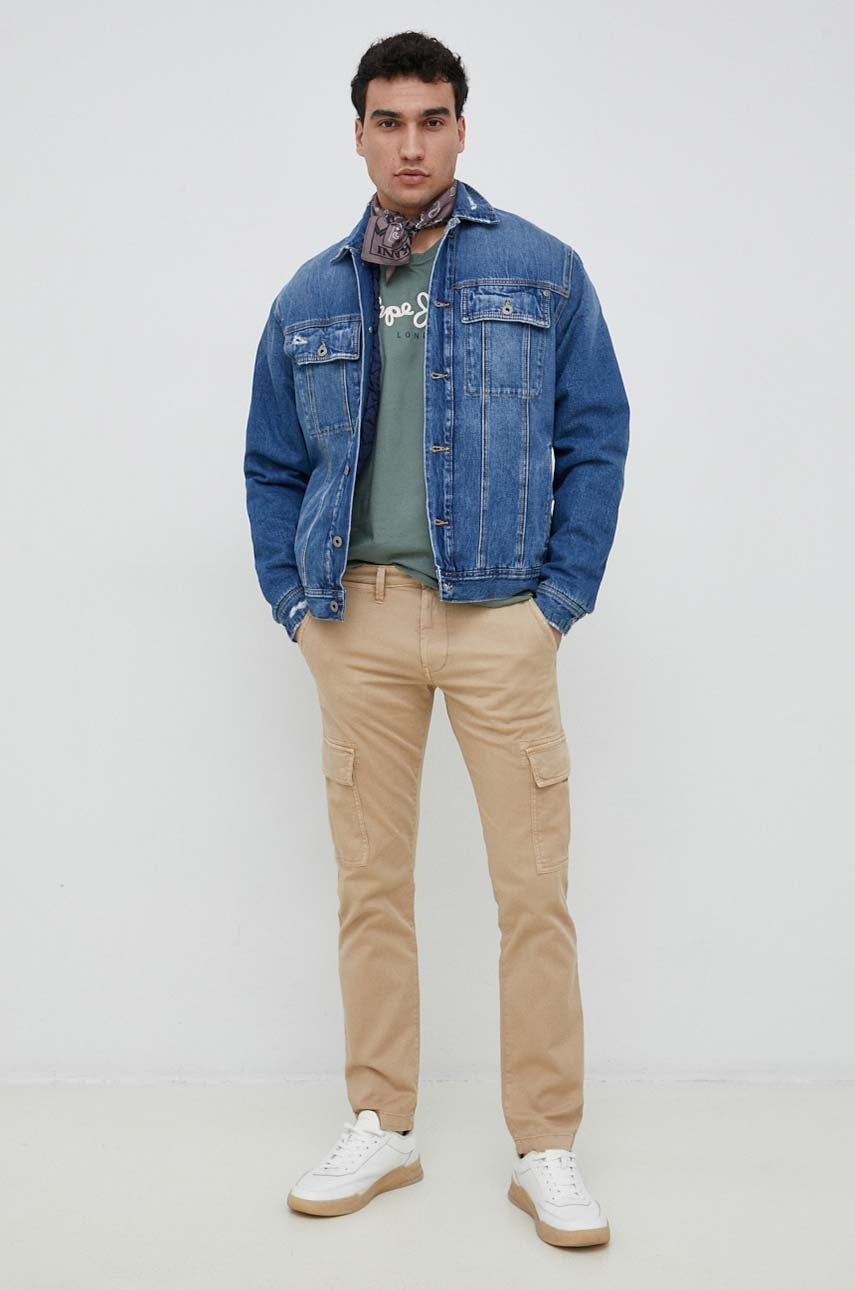 

Панталон Pepe Jeans Sean в бежово с кройка тип карго, Бежов