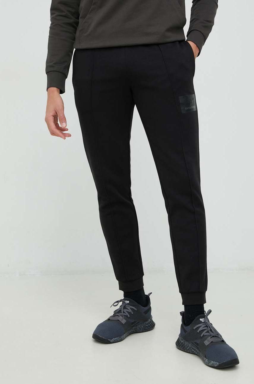 EA7 Emporio Armani spodnie dresowe męskie kolor czarny wzorzyste