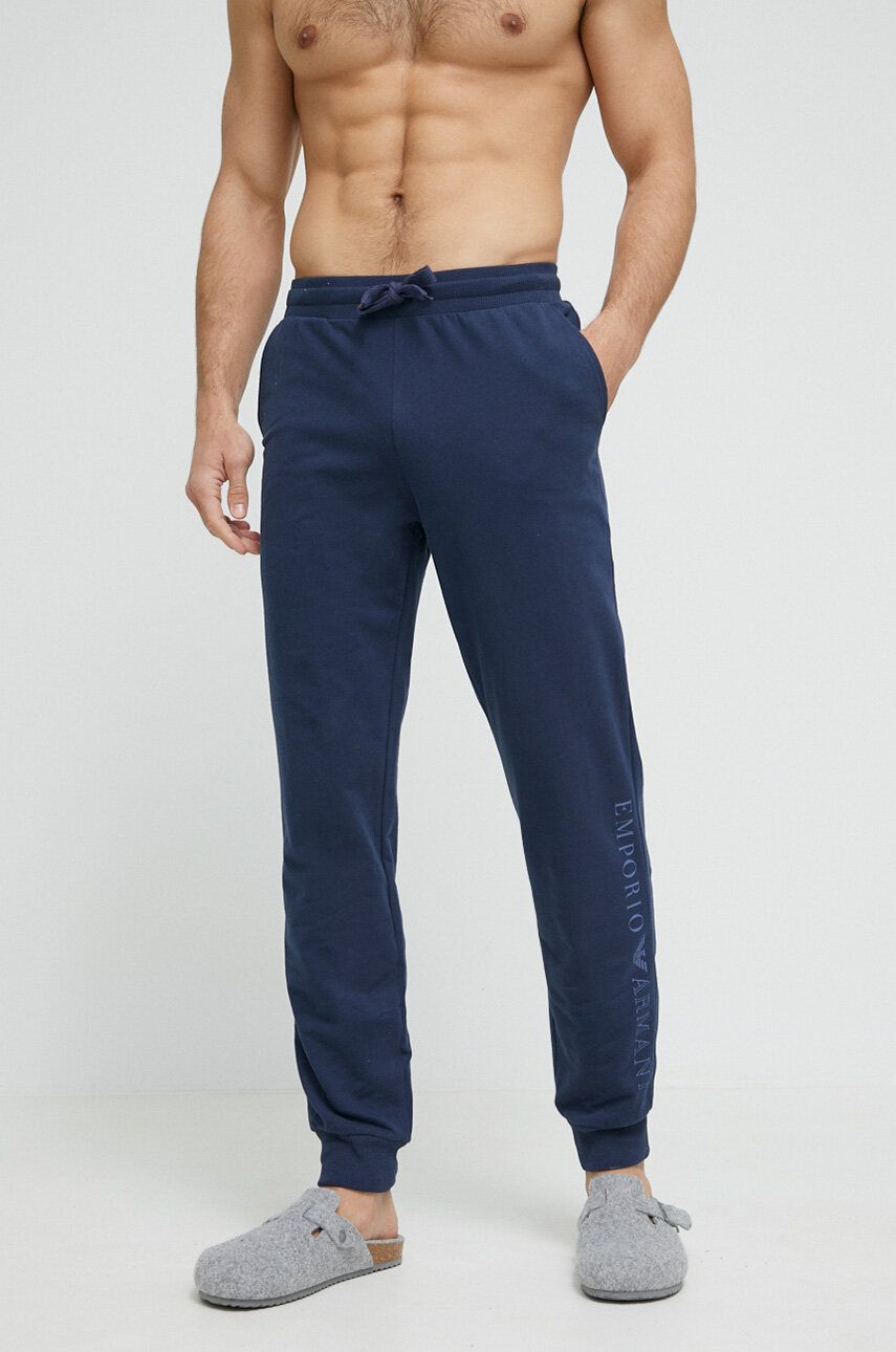 Emporio Armani Underwear pantaloni lounge din bumbac culoarea albastru marin, cu imprimeu