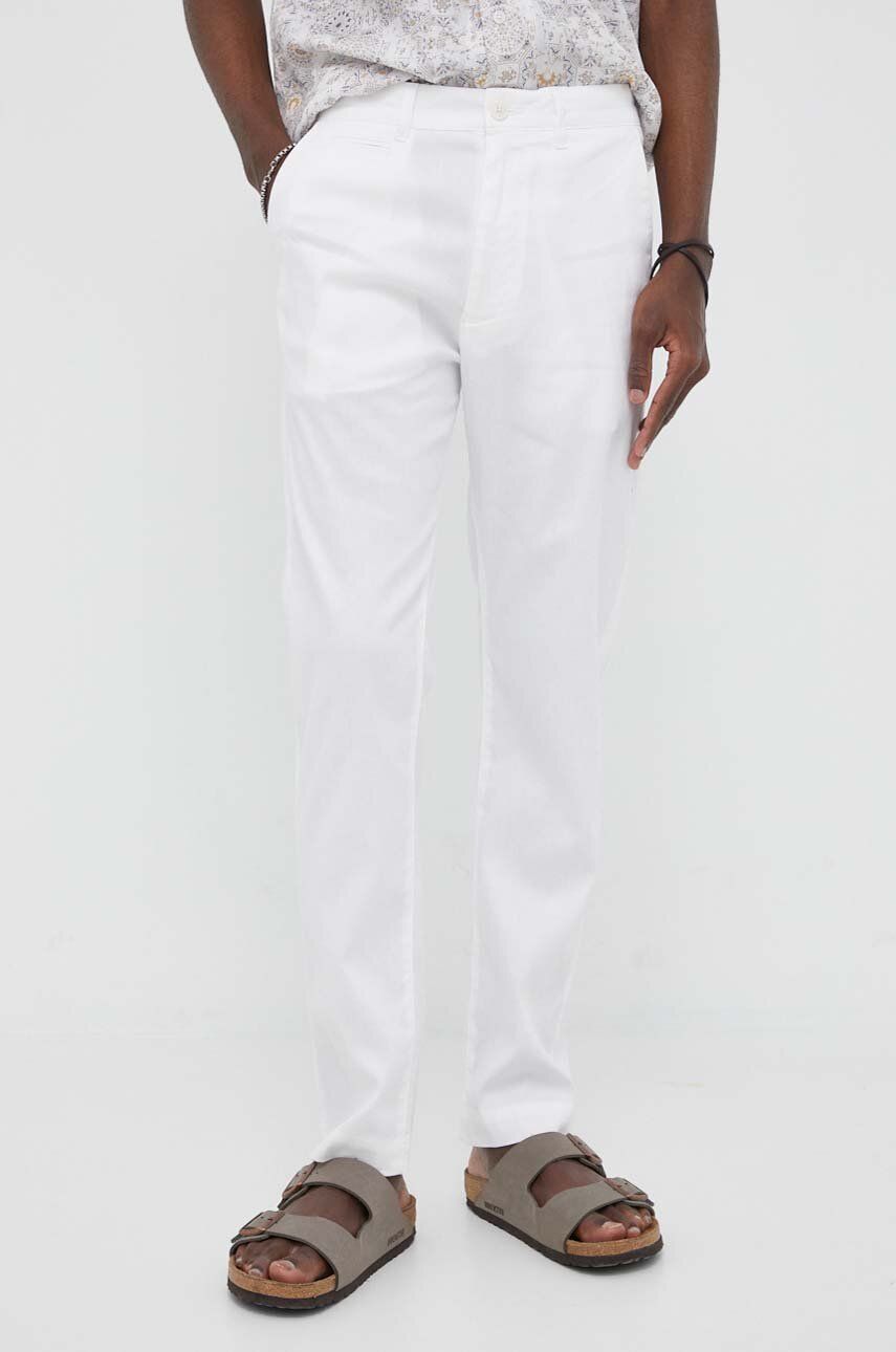 Plátěné kalhoty Drykorn Krew_2 bílá barva, jednoduché - bílá -  56 % Len