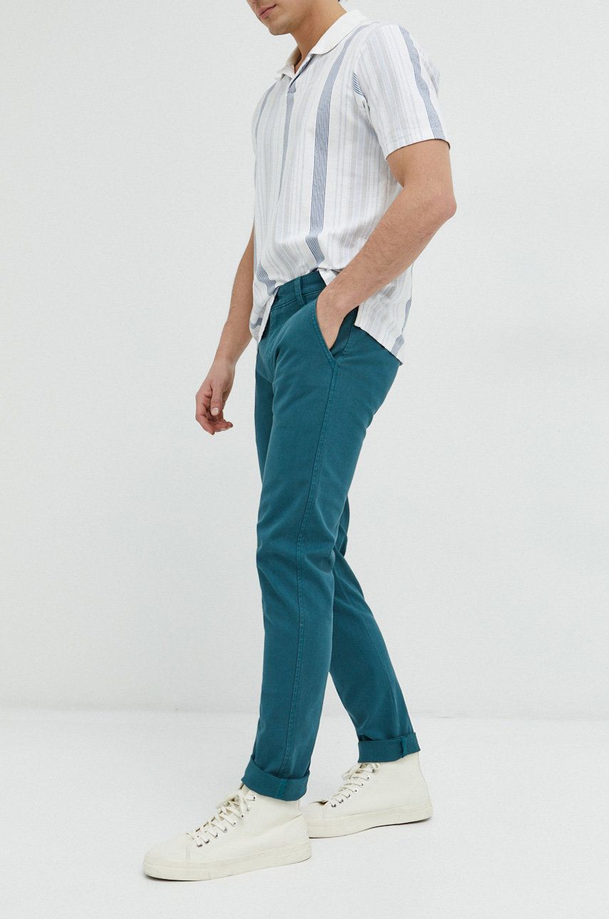 Levi's Pantaloni Barbati, Culoarea Verde, Cu Fason Chinos