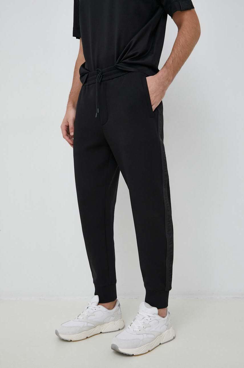Emporio Armani pantaloni de trening barbati, culoarea negru, cu imprimeu answear.ro imagine noua