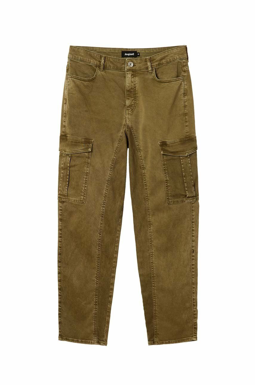 Desigual pantaloni barbati, culoarea maro, cu fason cargo