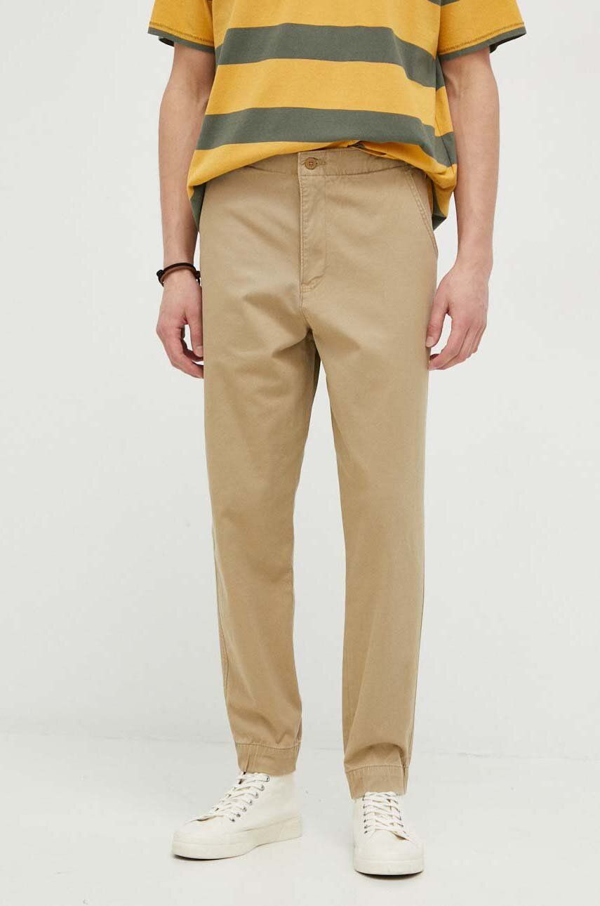 Kalhoty Levi′s pánské, hnědá barva - hnědá -  98 % Bavlna