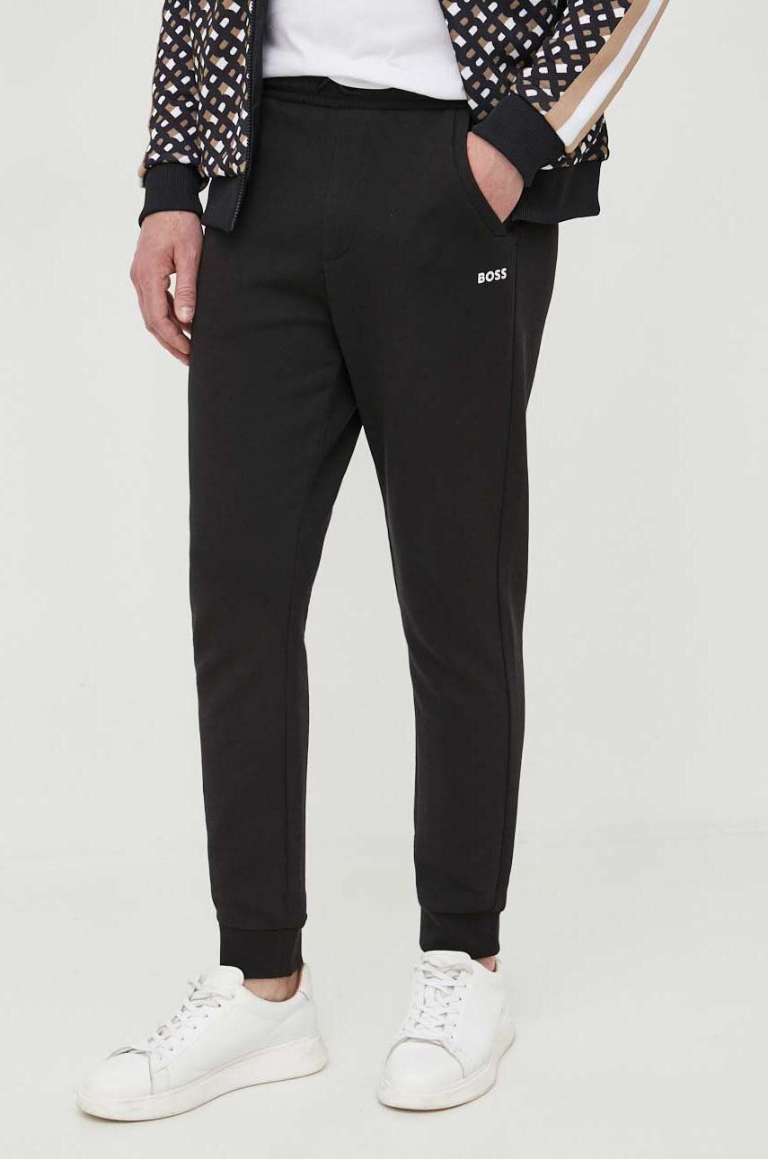 BOSS pantaloni de trening BOSS GREEN culoarea negru, neted