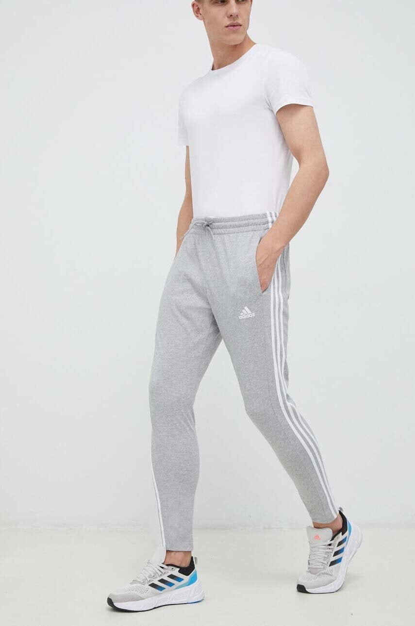 adidas pantaloni de antrenament Essentials culoarea gri, melanj