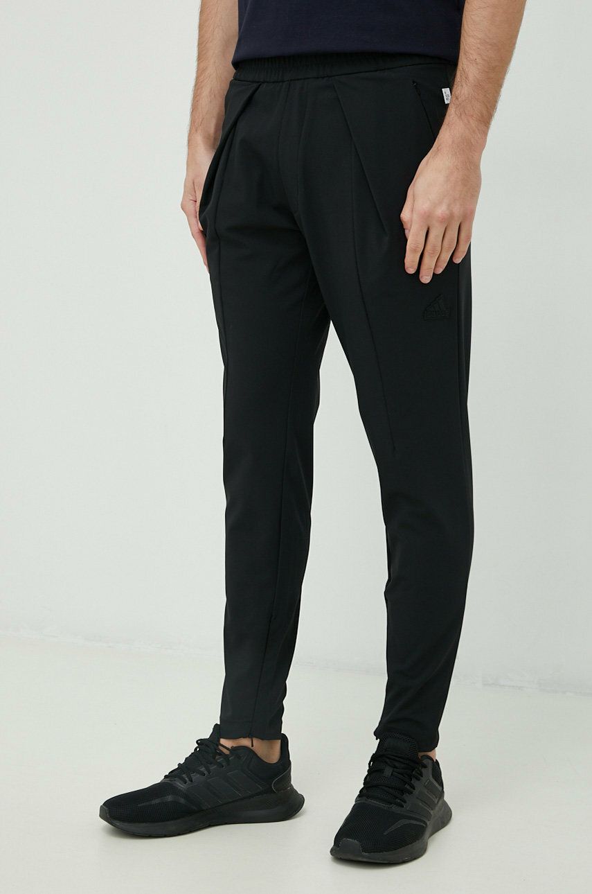 Tréninkové kalhoty adidas Pánské, černá barva, hladké - černá -  90 % Polyester