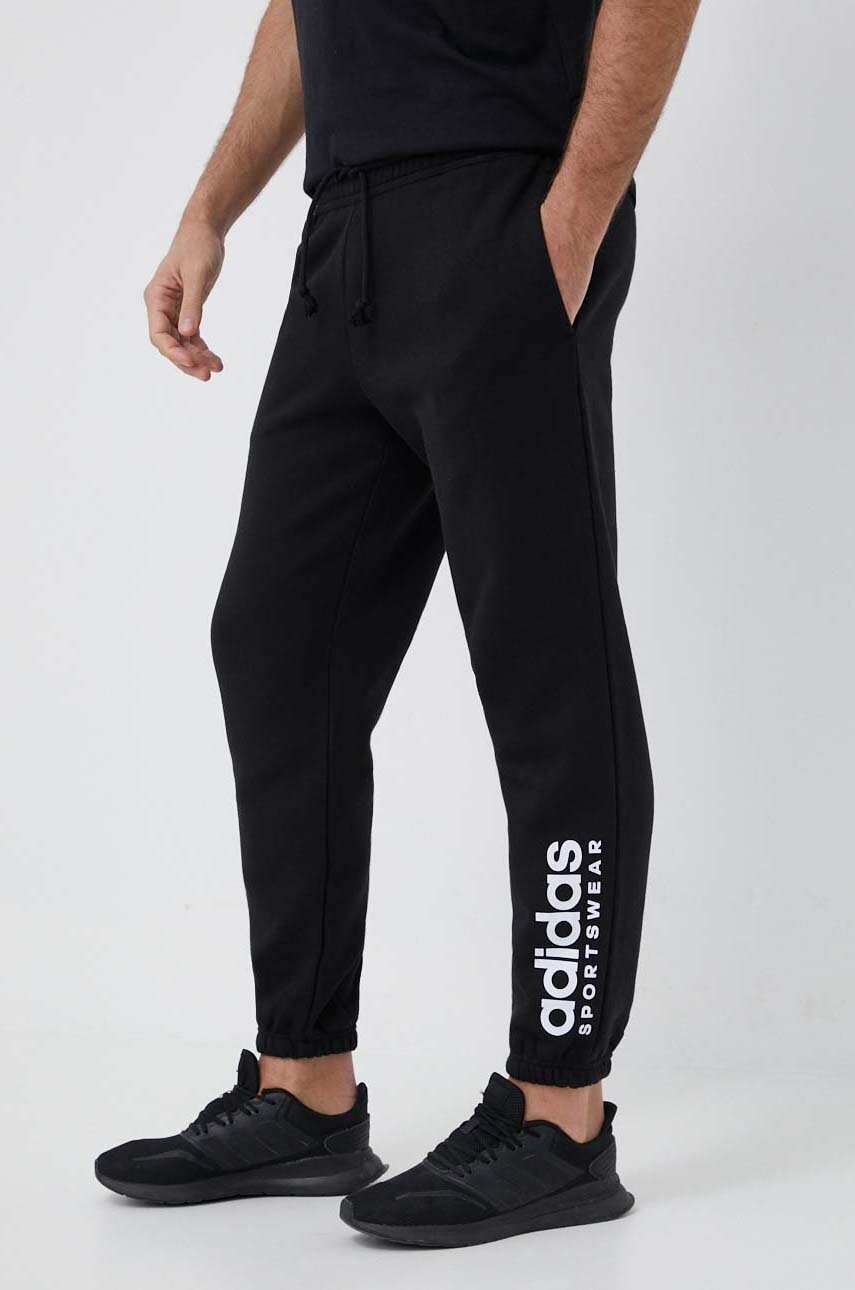adidas pantaloni de trening culoarea negru, cu imprimeu
