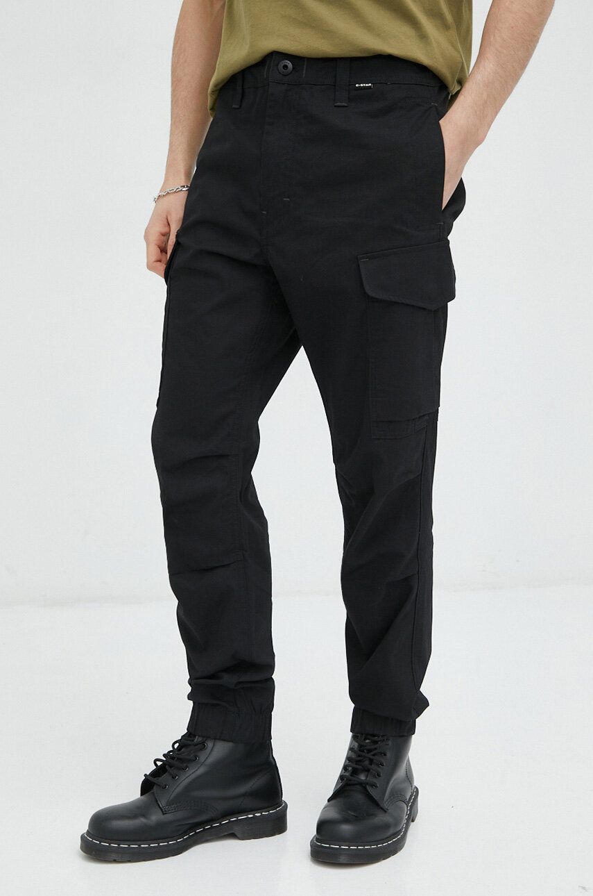 G-Star Raw pantaloni de bumbac culoarea negru, cu fason cargo