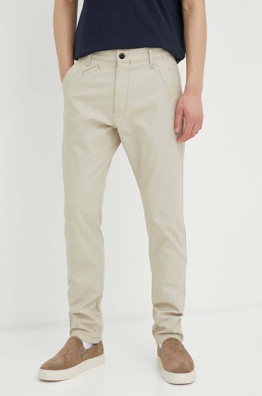 G-star Raw Pantaloni Barbati, Culoarea Bej, Cu Fason Chinos