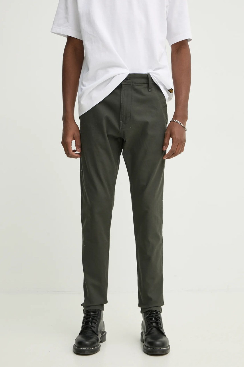 G-Star Raw pantaloni barbati, culoarea verde, cu fason chinos