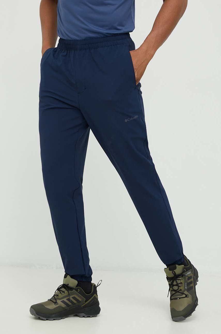 Columbia pantaloni de exterior Hike bărbați, culoarea bleumarin, drept 1990431