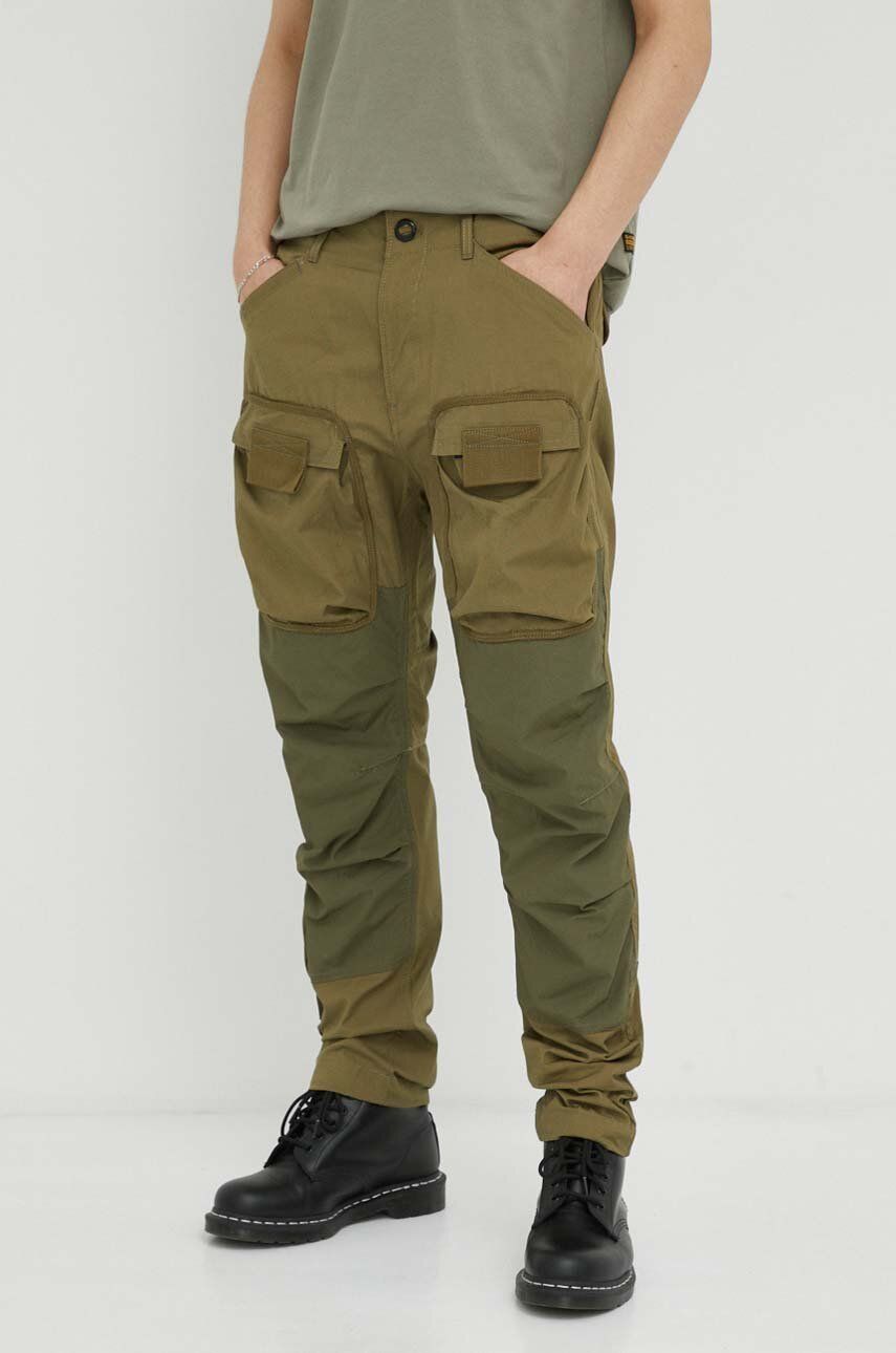 G-Star Raw pantaloni de bumbac culoarea verde, cu fason cargo