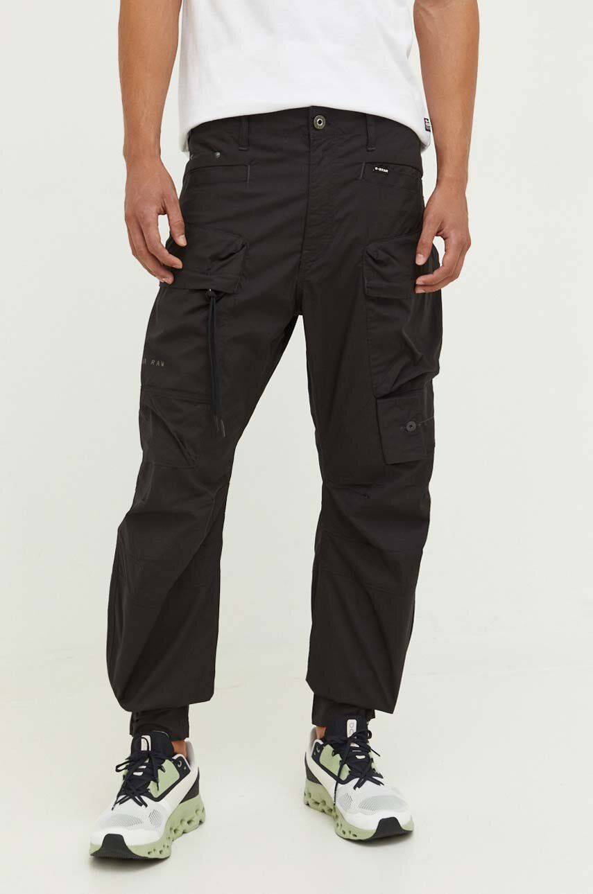 G-Star Raw pantaloni barbati, culoarea negru, cu fason cargo