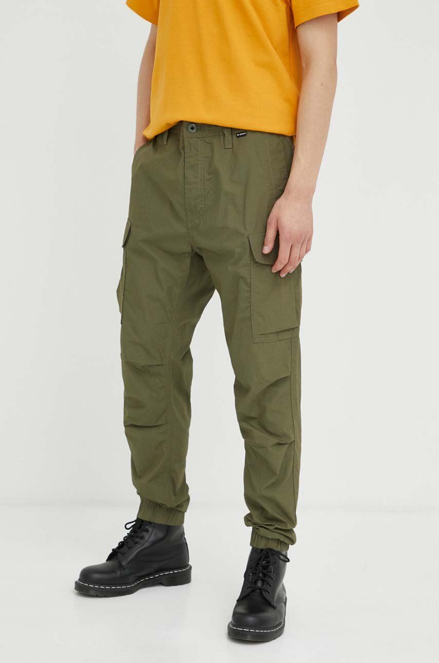 Bavlněné kalhoty G-Star Raw zelená barva, jednoduché - zelená -  Hlavní materiál: 100 % Bavlna