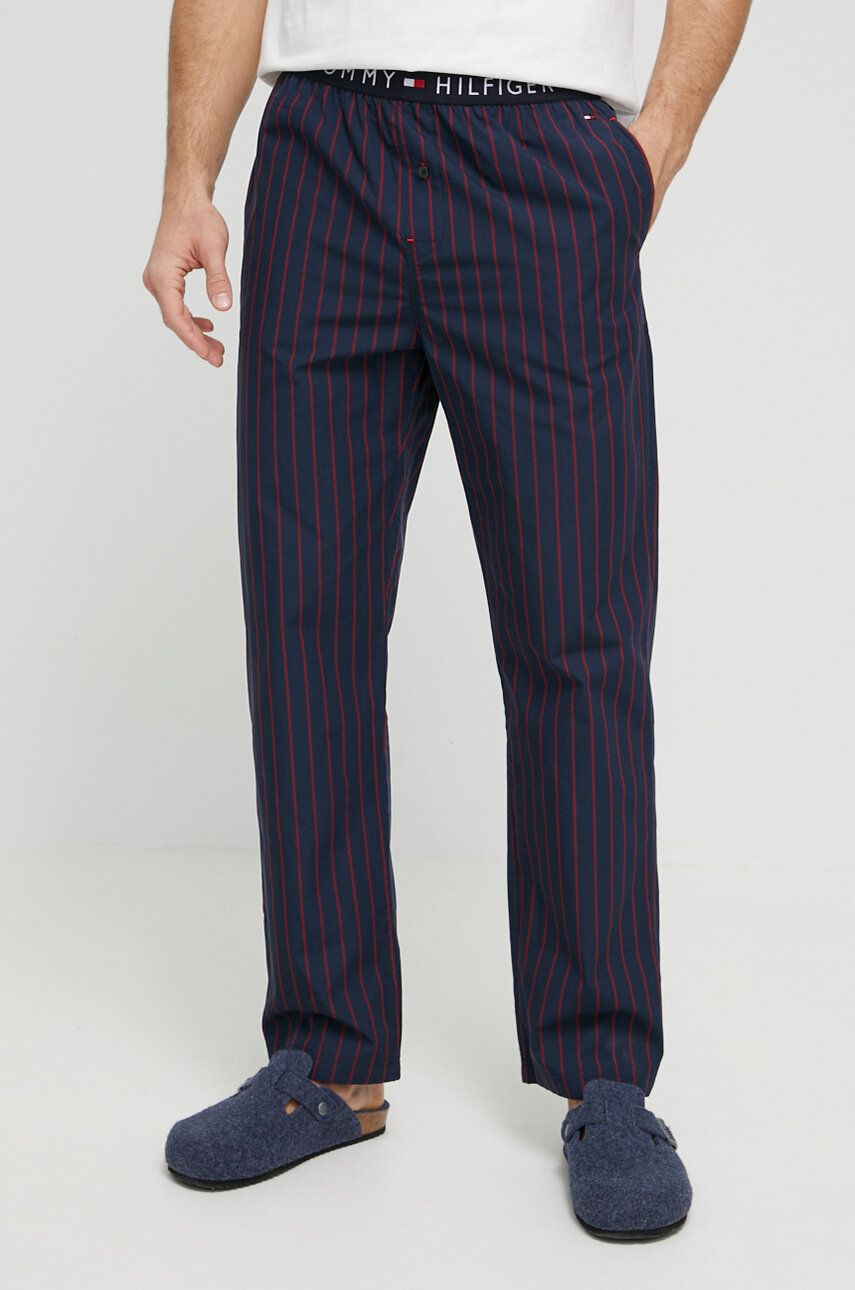 Kalhoty Tommy Hilfiger tmavomodrá barva - námořnická modř -  100 % Bavlna