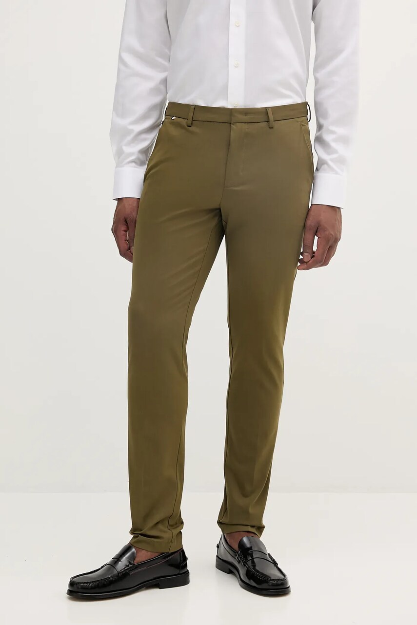 BOSS pantaloni barbati, culoarea verde, cu fason chinos, 50487754