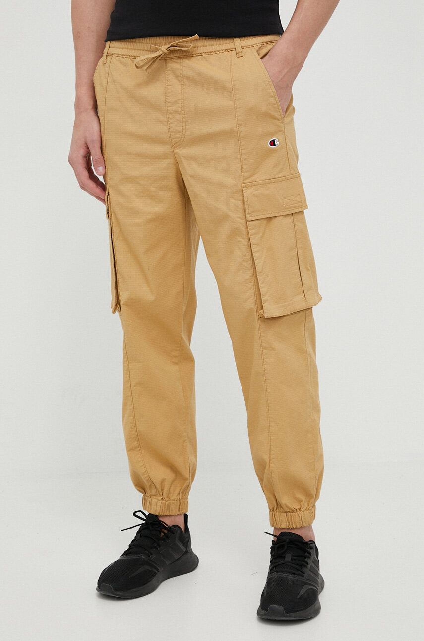 Kalhoty Champion pánské, béžová barva, ve střihu cargo - béžová - Hlavní materiál: 98 % Bavlna