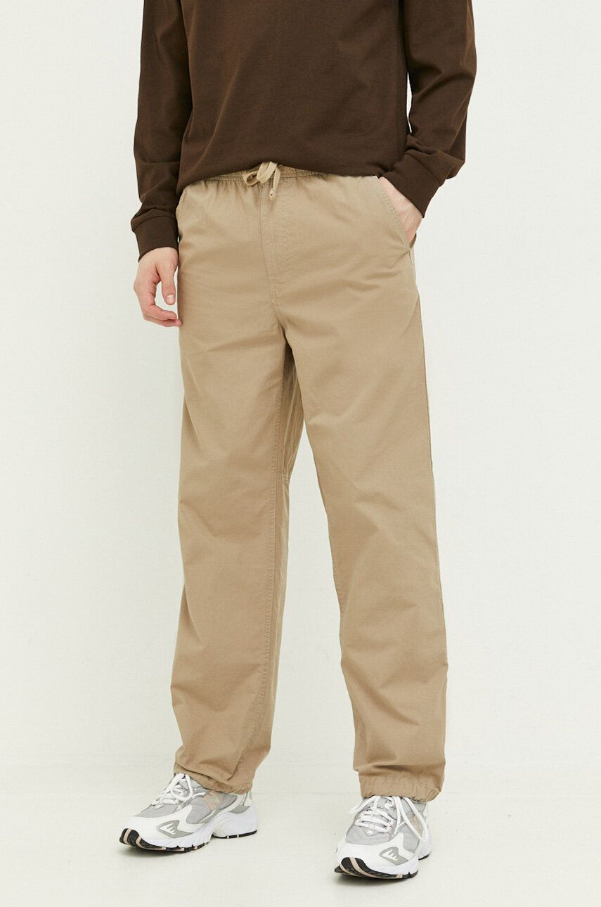 Kalhoty Superdry pánské, béžová barva, jednoduché - béžová -  100 % Bavlna