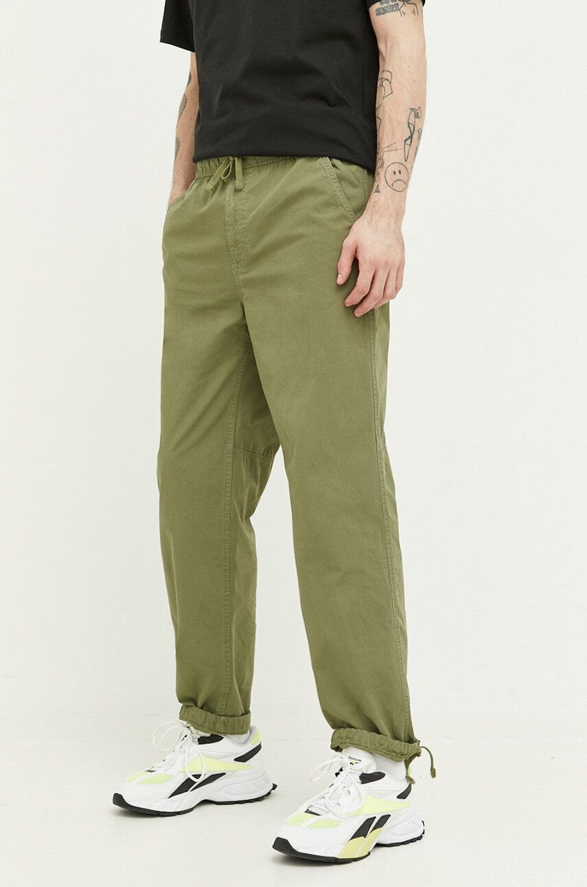 Superdry pantaloni barbati, culoarea verde, drept
