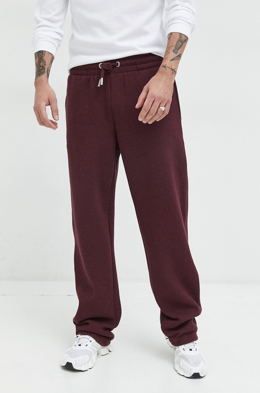 Superdry pantaloni de trening culoarea bordo, neted