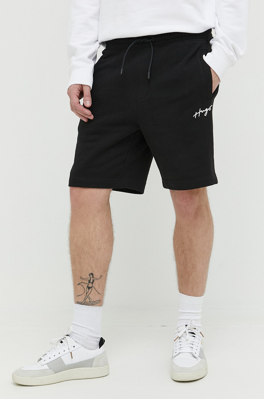 Hugo pantaloni scurti din bumbac culoarea negru