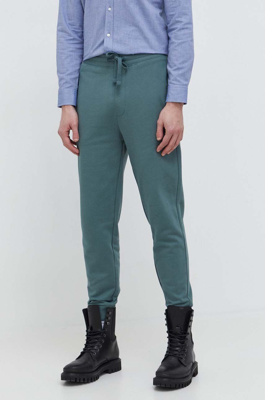 HUGO Pantaloni De Trening Din Bumbac Culoarea Verde, Neted