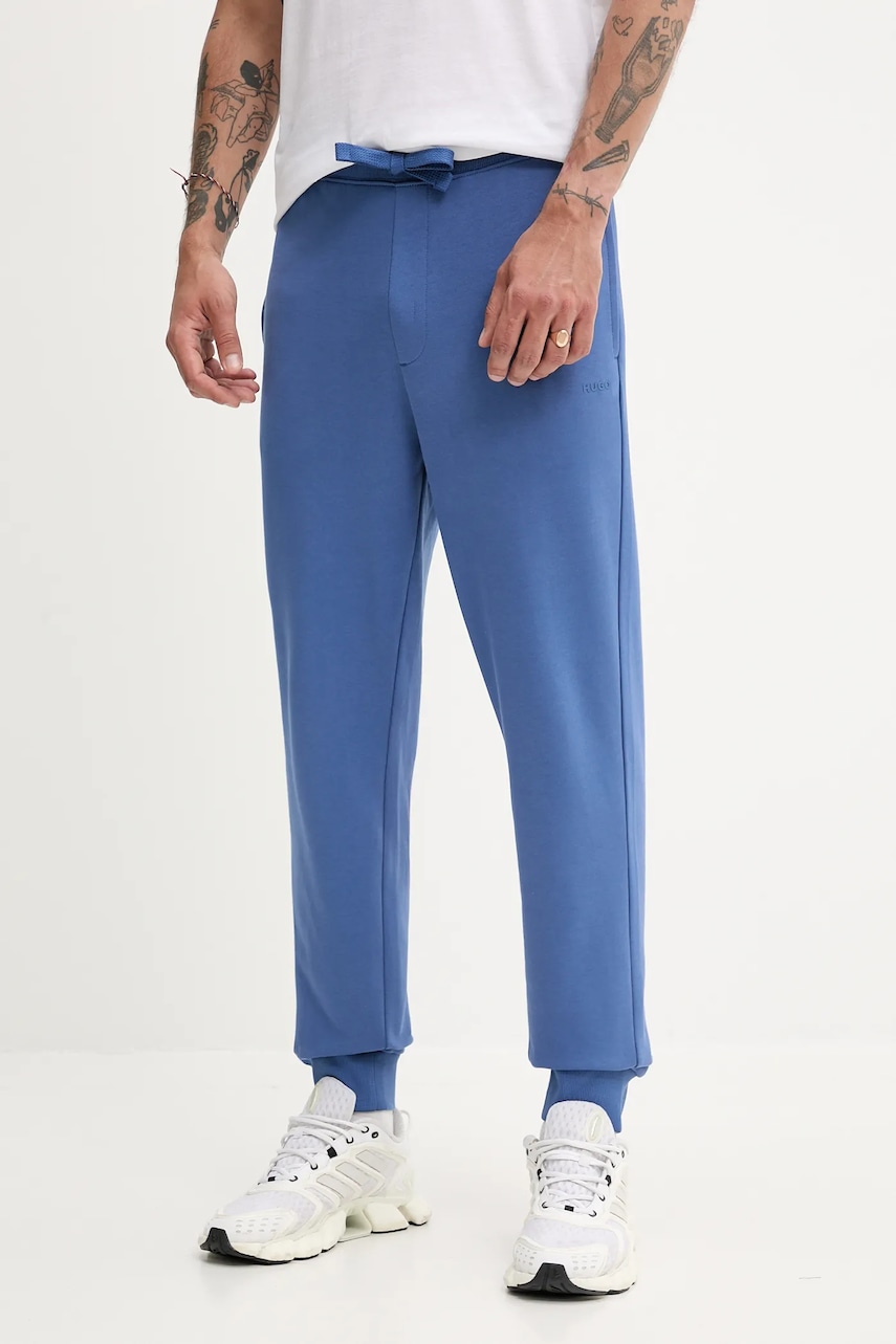 HUGO pantaloni de trening din bumbac culoarea negru, uni, 50489617