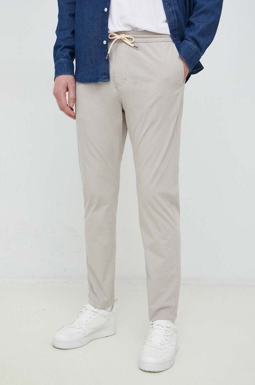 Bavlněné kalhoty PS Paul Smith šedá barva, jednoduché - šedá -  100 % Bavlna