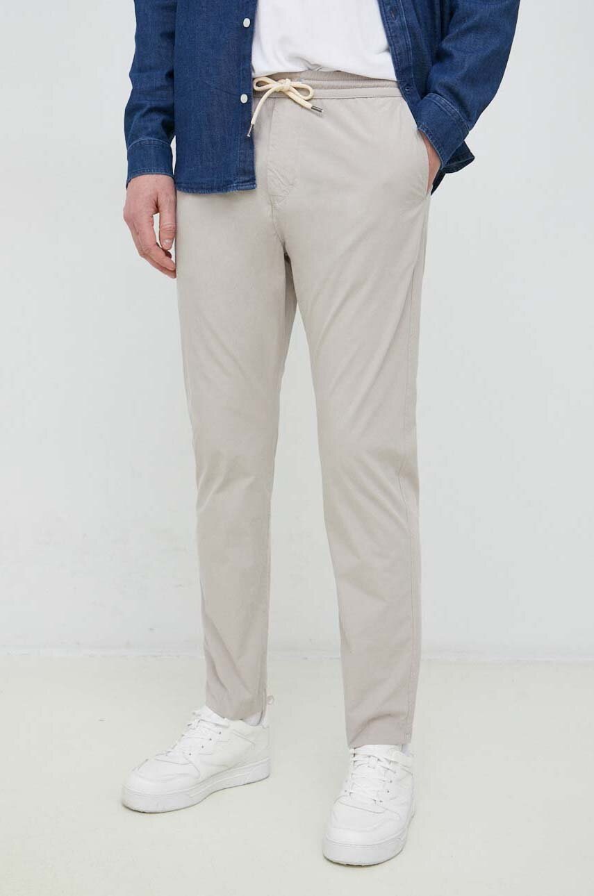 PS Paul Smith pantaloni de bumbac culoarea gri, drept