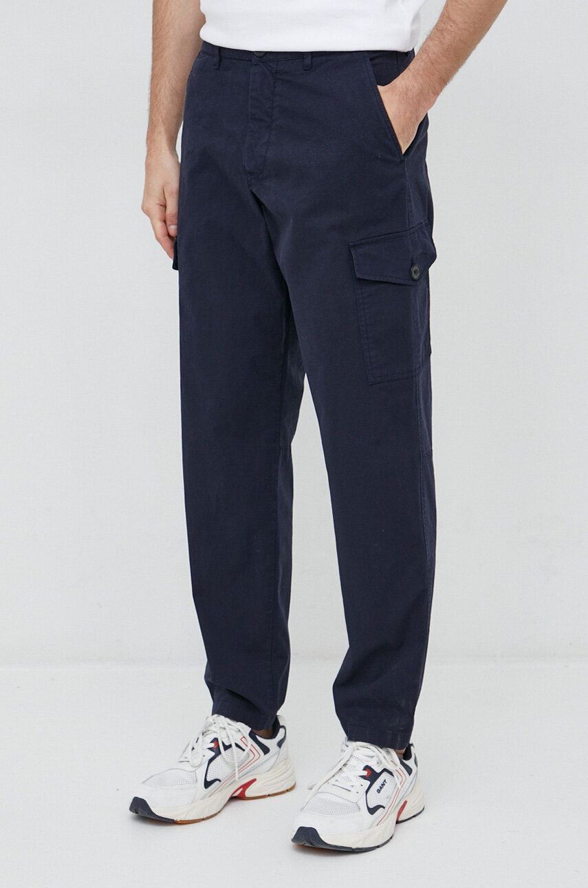 Kalhoty PS Paul Smith pánské, tmavomodrá barva, jednoduché - námořnická modř -  97 % Bavlna