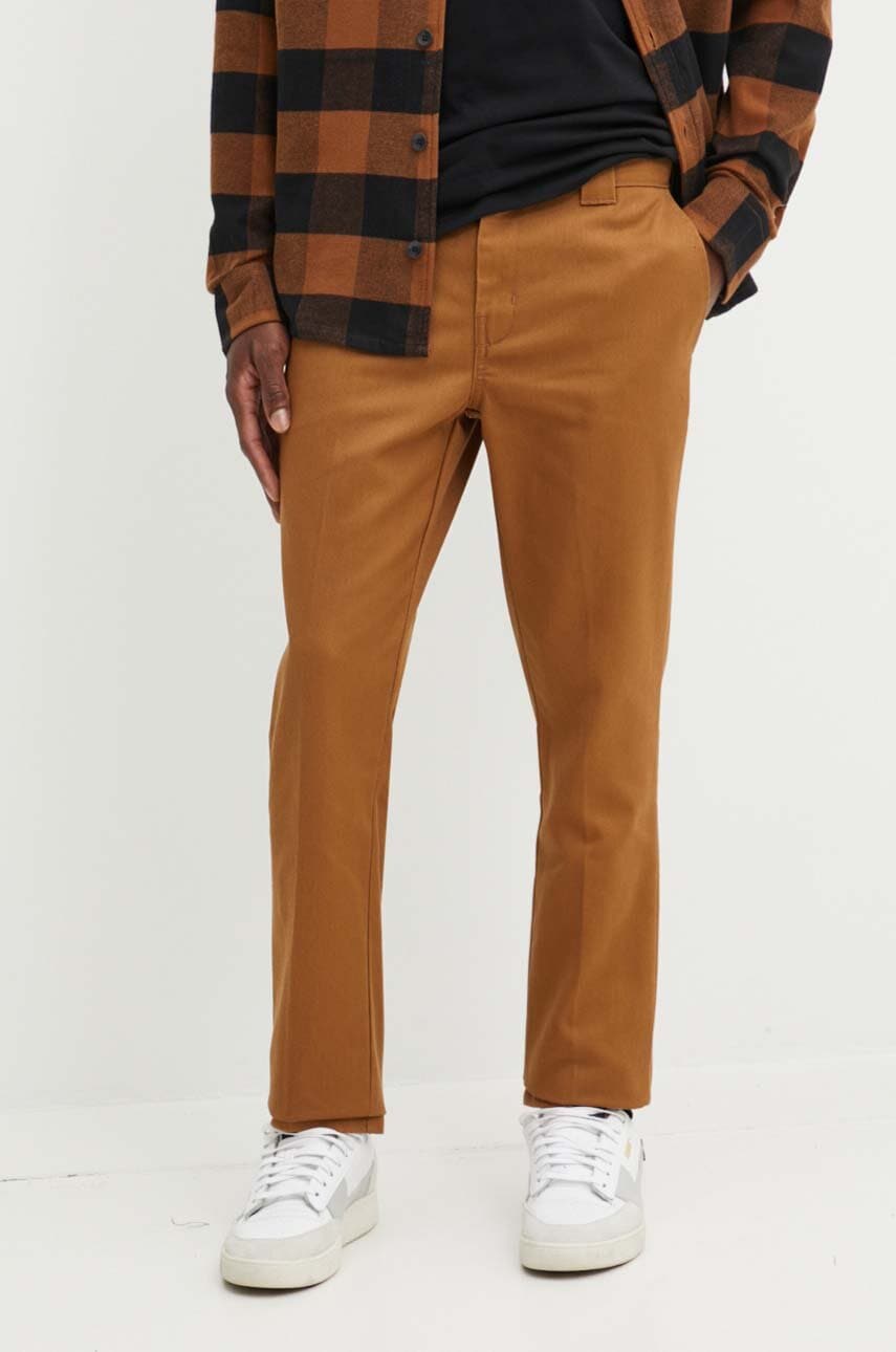 Dickies pantaloni barbati, culoarea maro, mulata