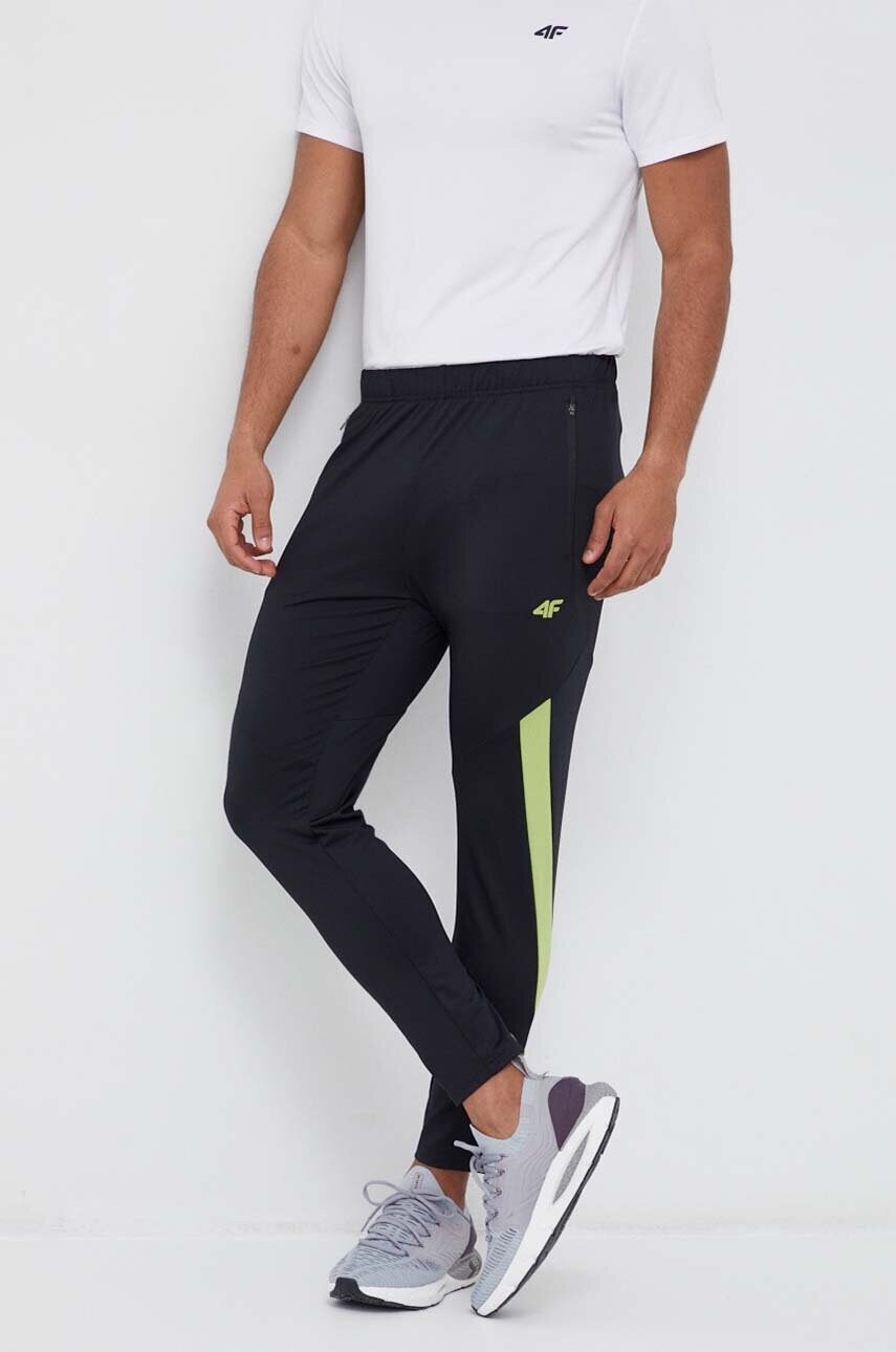 4f pantaloni de antrenament culoarea negru, neted