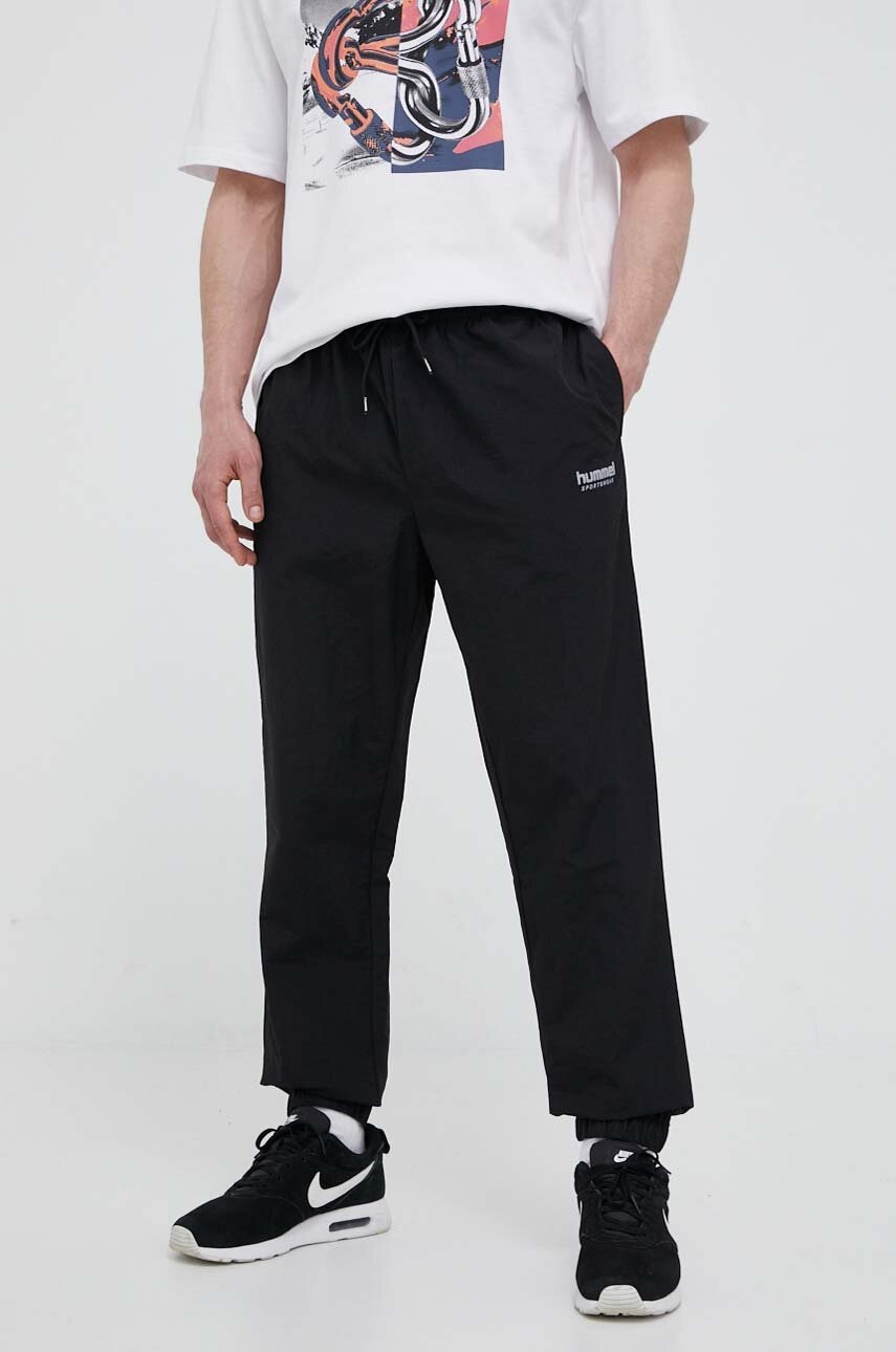 Hummel Pantaloni De Trening Culoarea Negru, Cu Imprimeu