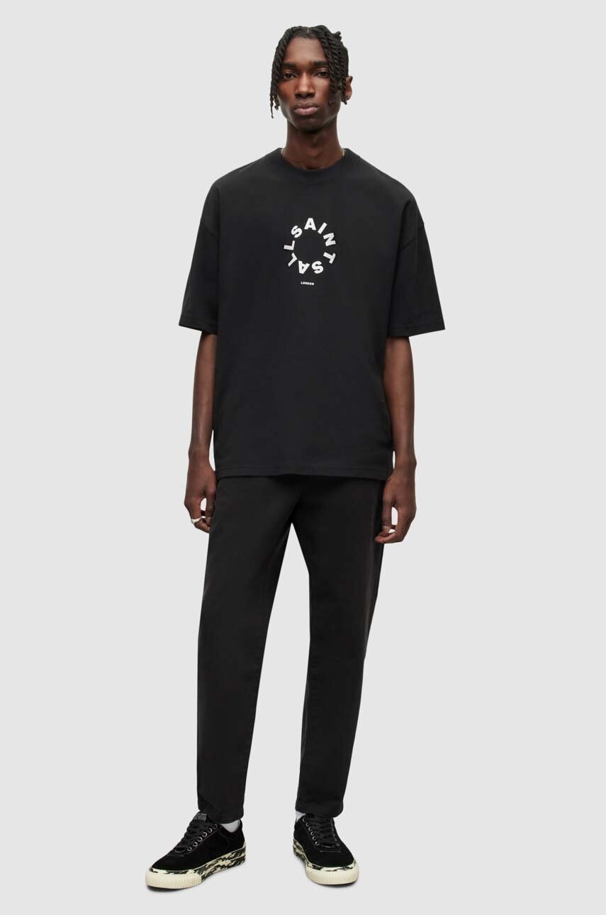 

Панталон AllSaints в черно с кройка тип чино, Черен