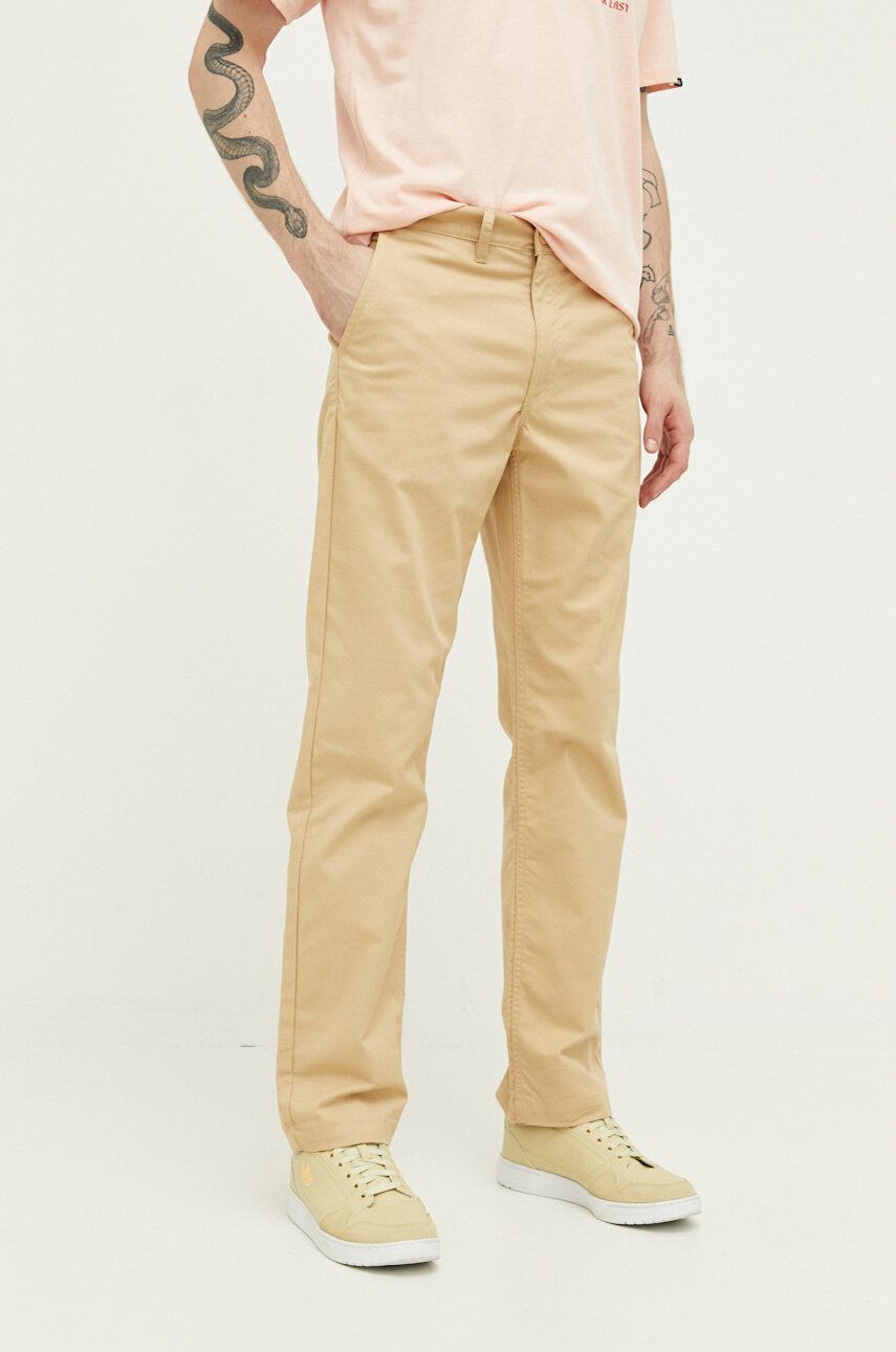 Kalhoty Vans pánské, béžová barva, jednoduché