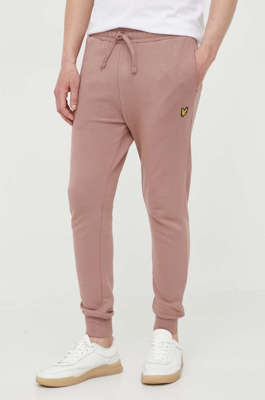 Lyle & Scott Pantaloni De Trening Din Bumbac Culoarea Roz, Neted