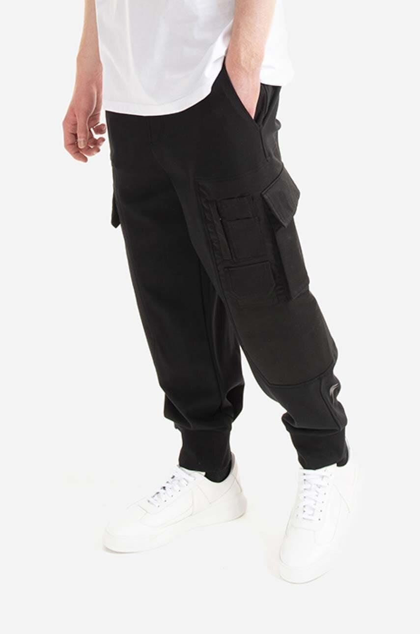 Neil Barett pantaloni Hybrid Workwear Loose Sweatpants bărbați, culoarea negru, cu fit cargo BJP019CH.S018S.01-black Neil Barett pantaloni Hybrid Workwear Loose Sweatpants bărbați, culoarea negru, cu fit cargo BJP019CH.S018S.01-black