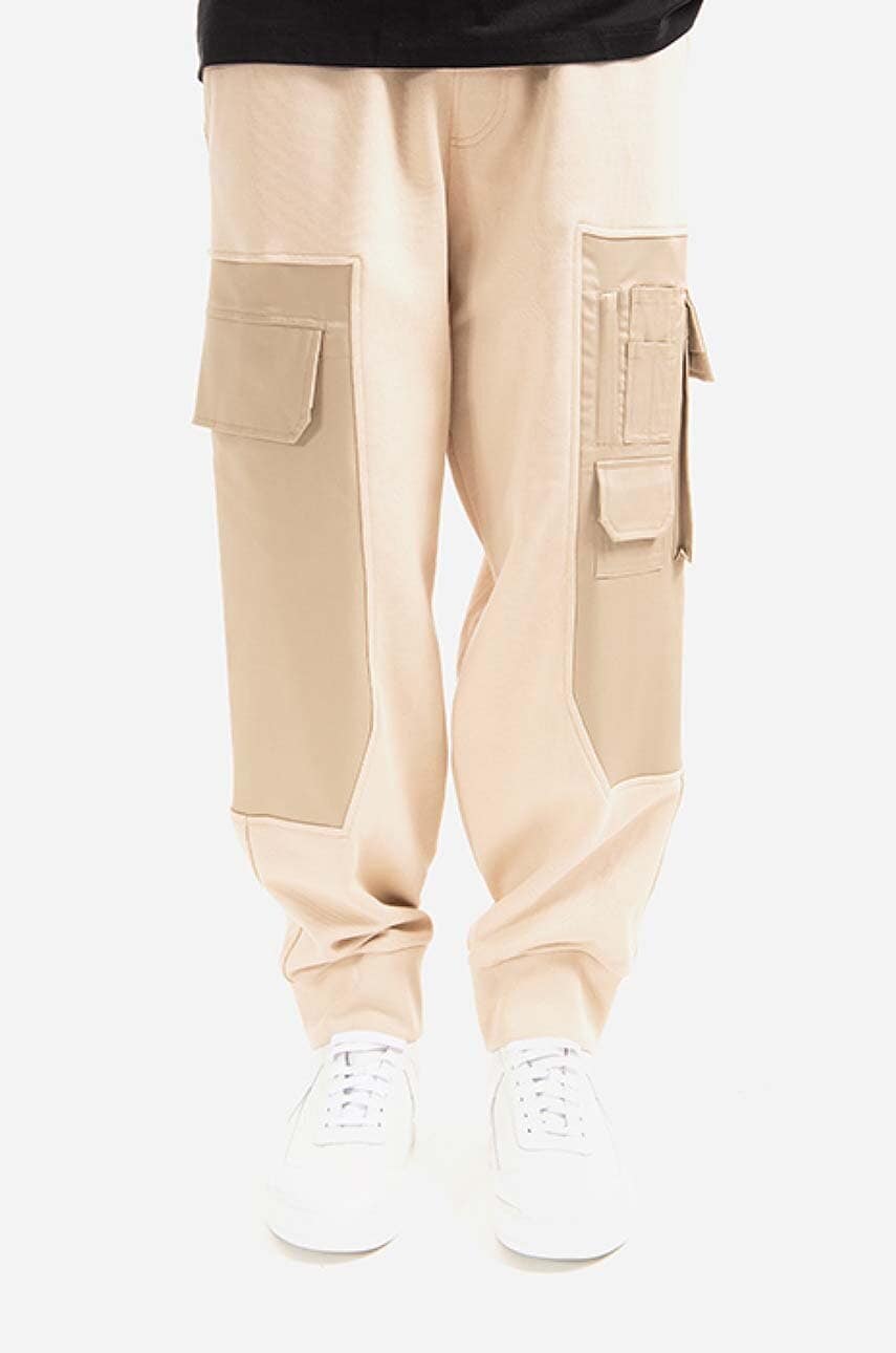 Neil Barett pantaloni de trening din bumbac Workwear Loose Sweatpnts culoarea bej, drept BJP019CH.S533S.3336-KREM Neil Barett pantaloni de trening din bumbac Workwear Loose Sweatpnts culoarea bej, drept BJP019CH.S533S.3336-KREM