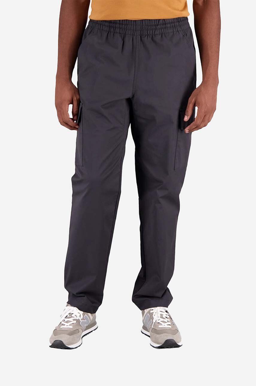 Kalhoty New Balance pánské, šedá barva, jednoduché - šedá -  97 % Bavlna