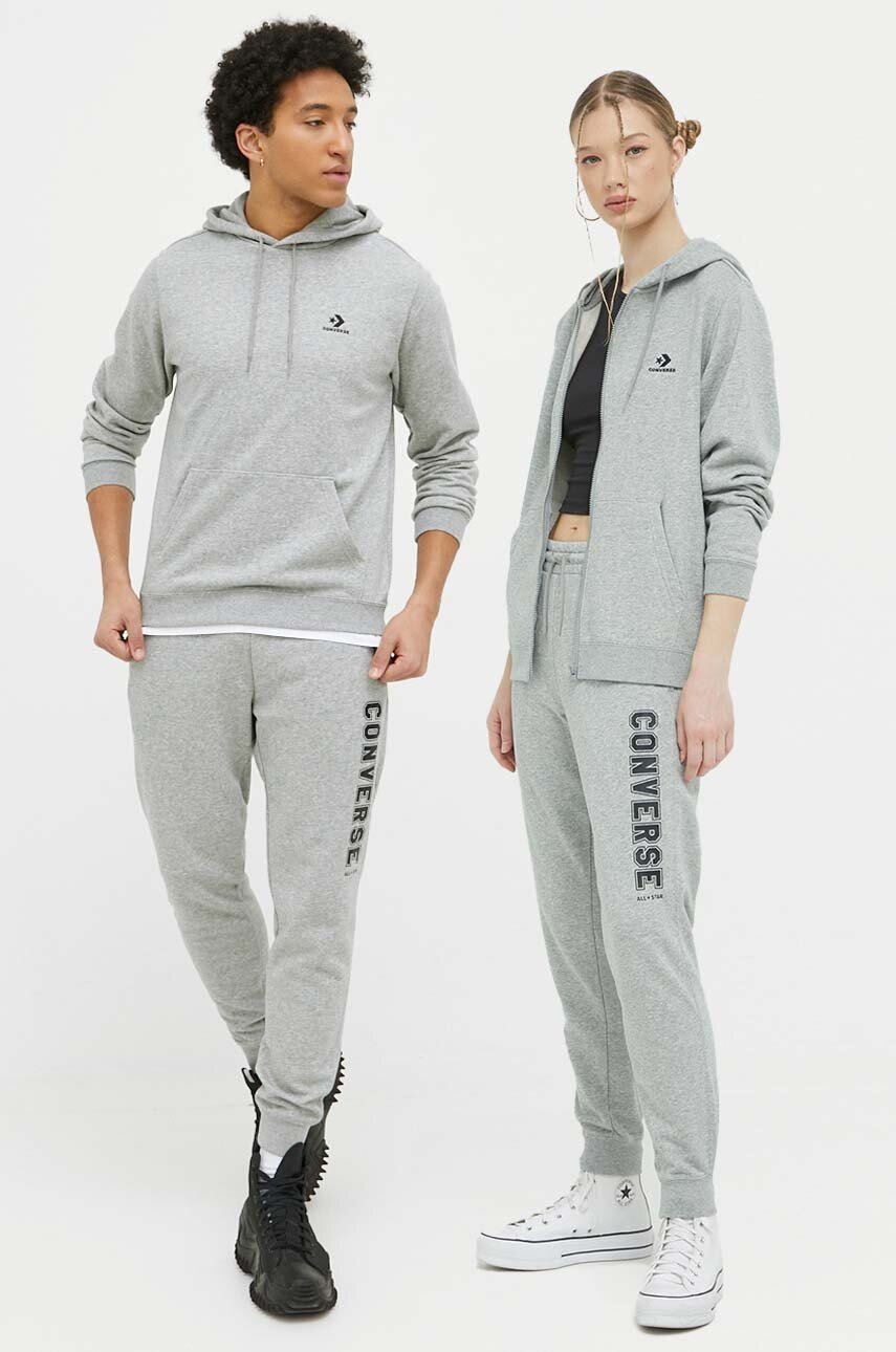

Спортен панталон Converse в сиво с принт, Сив